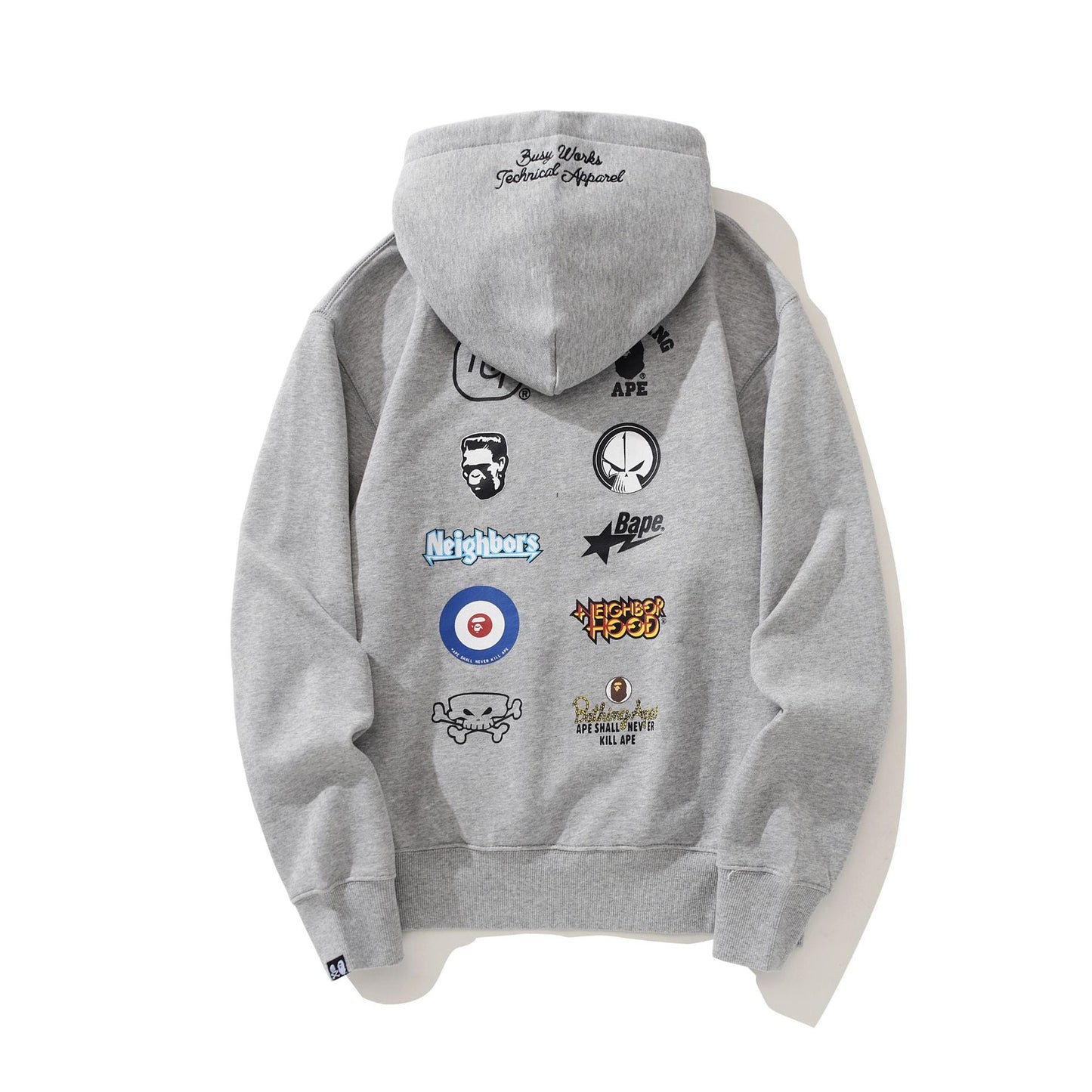 Ape Hoodie Skull Ape Man Letter Print Hooded Pullover Kangaroo Sweater