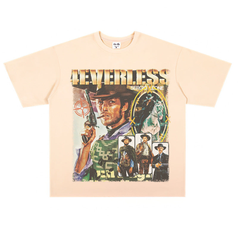 Film Star T Shirt Cotton Short Sleeve Loose Retro Design T-shirt