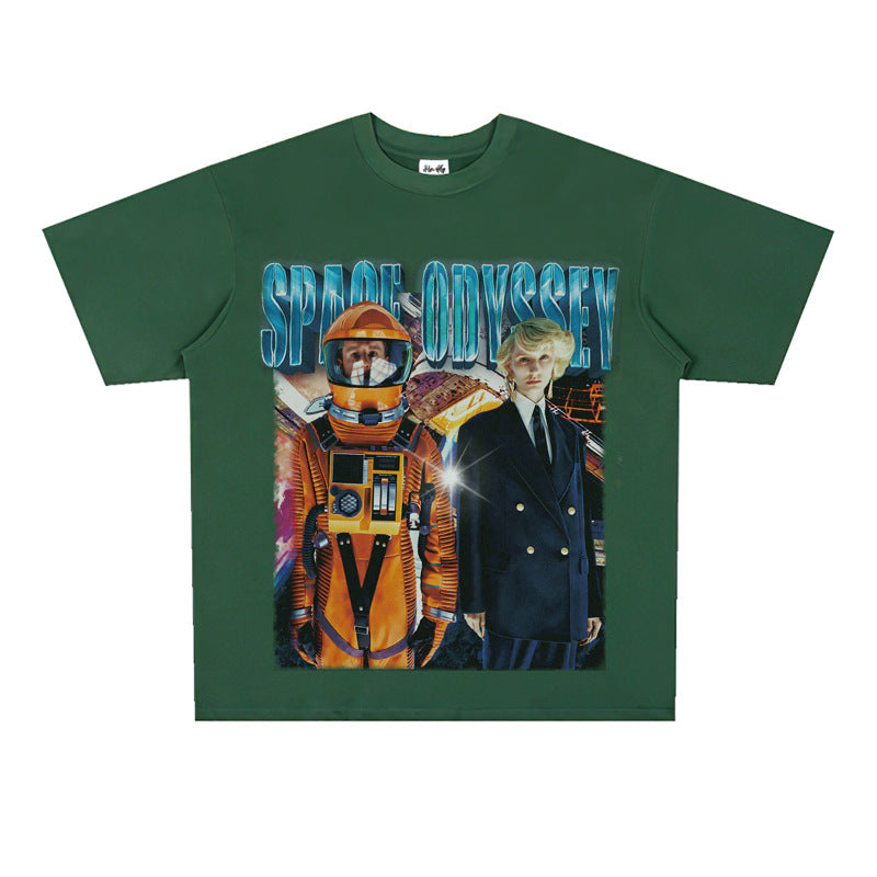 Film Star T Shirt Movie 2001 Space Roaming Printing Personalized Cotton Short Sleeve Loose round Neck Retro T-shirt
