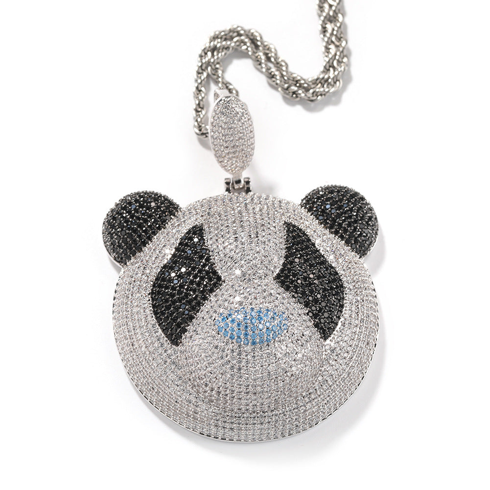 Jewelry ins Silver Diamond Panda Pendant Cartoon Fashion Animal Spectrum