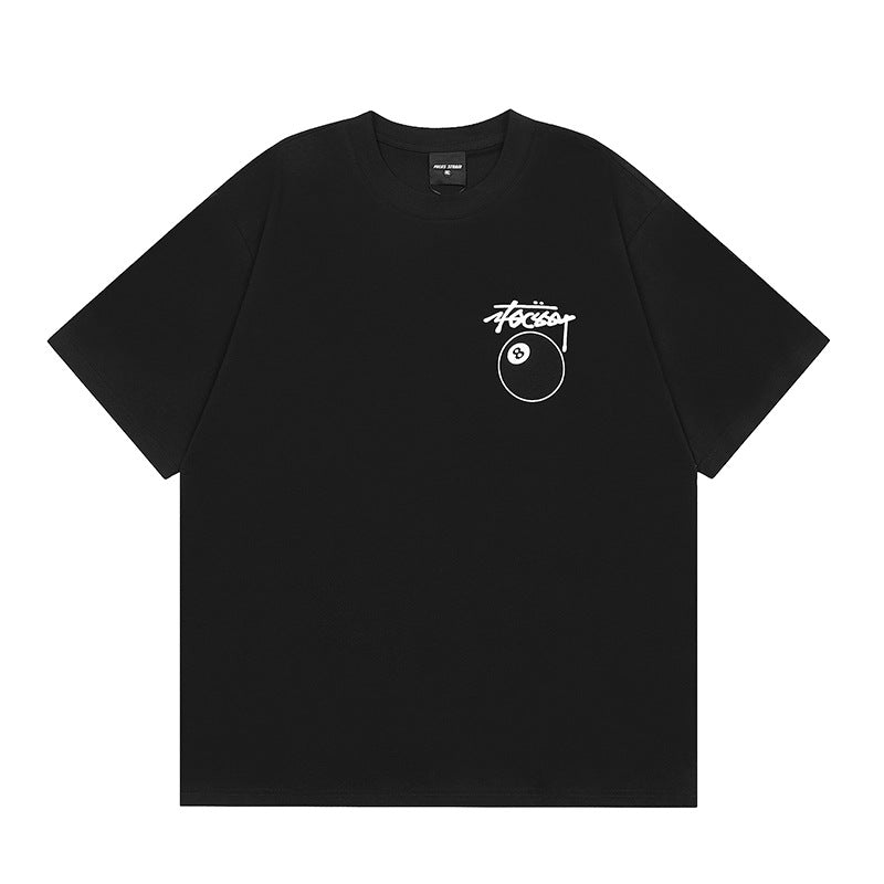 Hip Hop Clothes New York Black 8 Print Short Sleeve T-Shirt Summer Loose Top