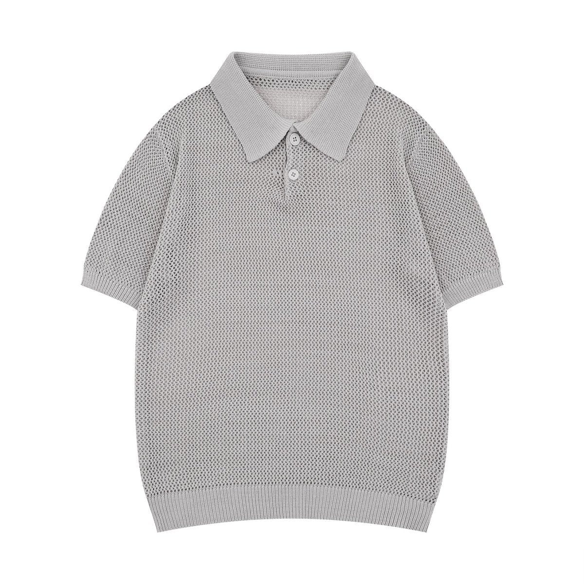 Hip hop clothing new york summer short-sleeved hollow-knit polo shirt lapel T-shirt
