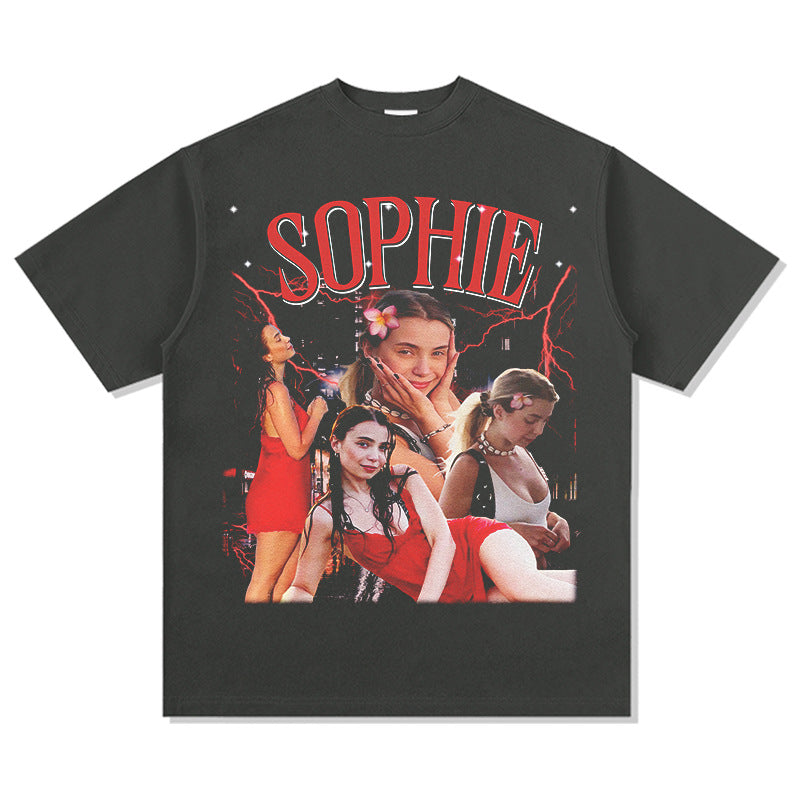 Marcas streetwear usa vintage hip hop Fei SOPHIE print short sleeve t-shirt