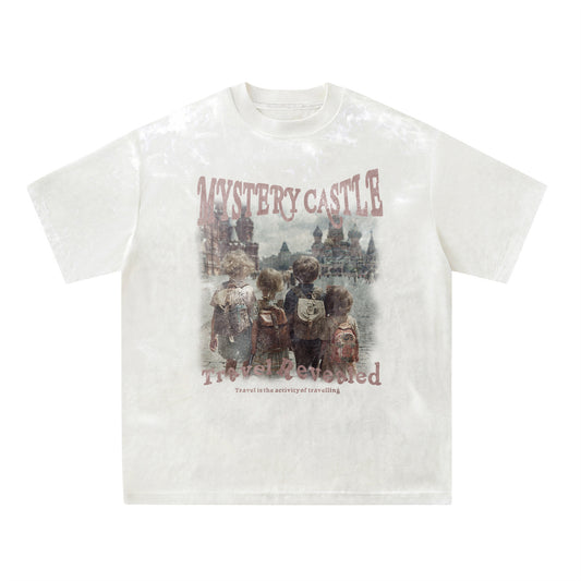 Distorted vintage hip hop character print short sleeve t-shirt summer top