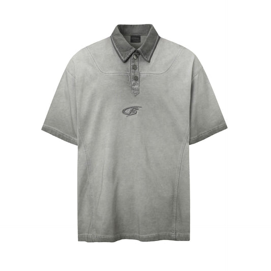 Hip Hop Clothing Vintage Washed POLO Shirt Lapel T-Shirt