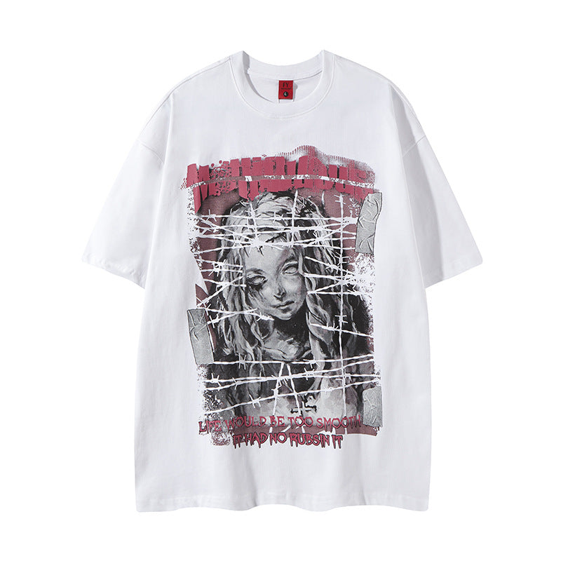 Nostalgia T Shirts Letter Short Sleeve Printed T-Shirt Loose Top