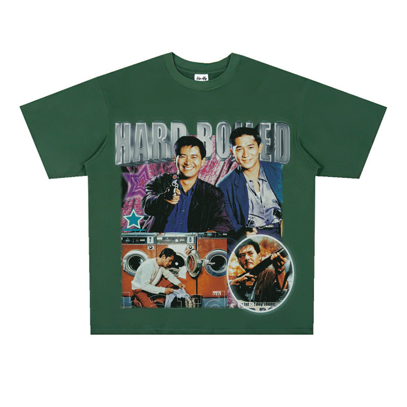 Film Star T Shirt Short Sleeve Retro American Street T-shirt for Men and Women