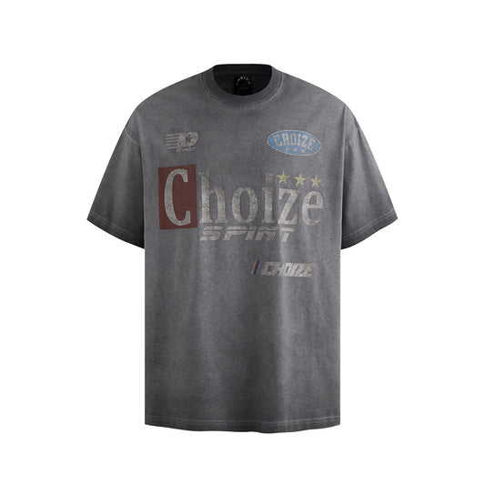Hip Hop Clothes New York Vintage Wash Old Alphabet Short Sleeve T-Shirt Loose Top