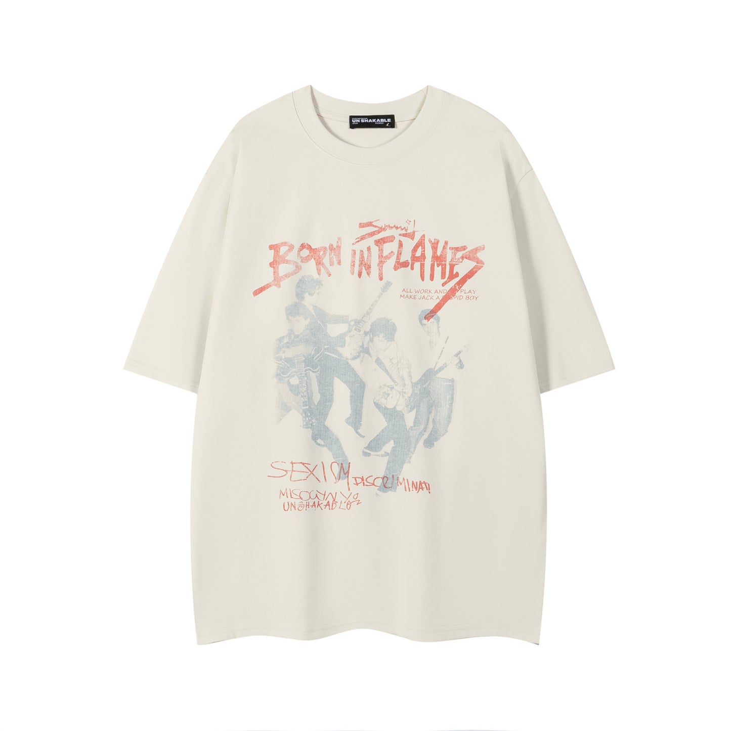 Distorted vintage short-sleeved t-shirt men's summer oversize casual top