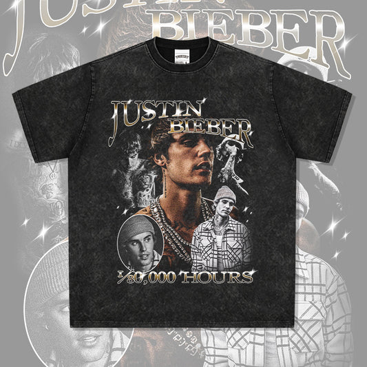 New york hip hop shop hip hop, bieber print vintage short sleeve t shirt