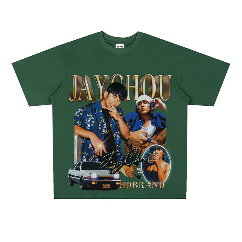 Film Star T Shirt Jay Chou Peripheral Loose National Fashion Retro Street Cotton T-shirt