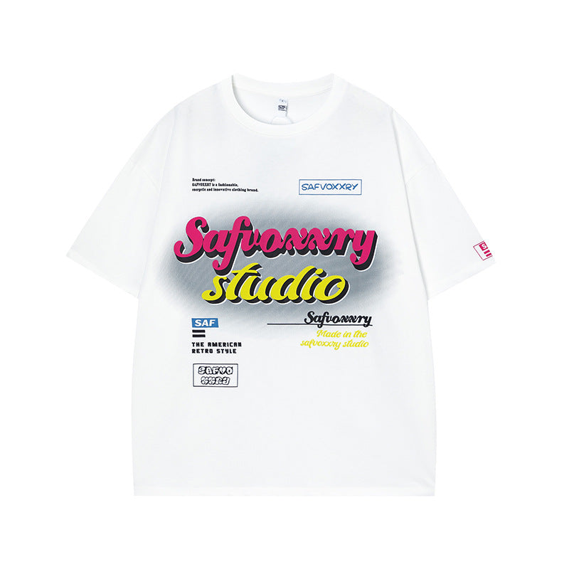 Vintage Tišö Rt Vintage Letter Print Short Sleeve T-Shirt