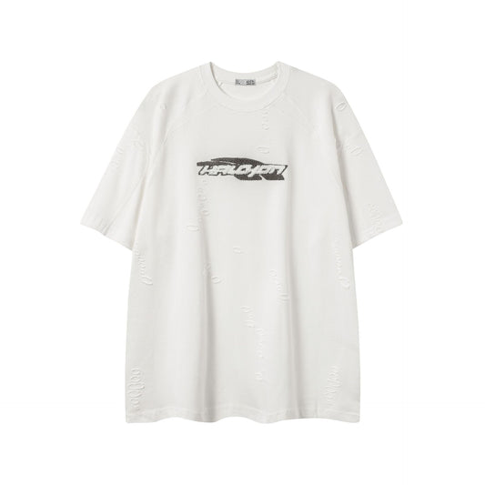 Ye T Shirt Summer Vintage Ripped Hollow T-Shirt Short Sleeve