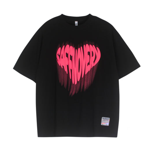 Hustle vintage t-shirt loose heart print short sleeve summer