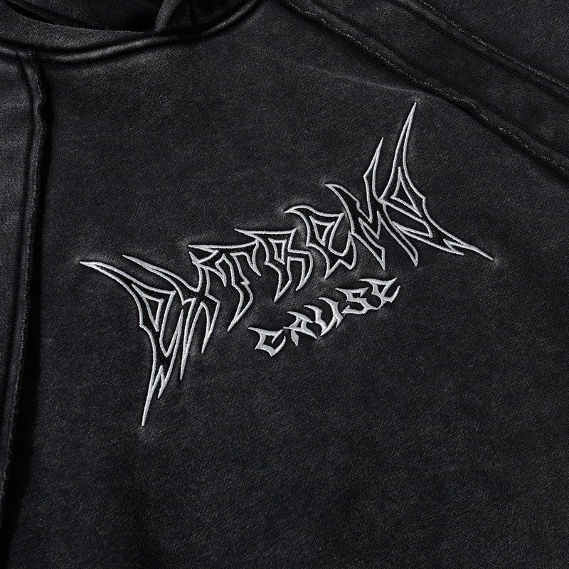 Streetwear Hoodie Vintage Washed Old Hooded Fleece Sweater Embroidered Hoodie