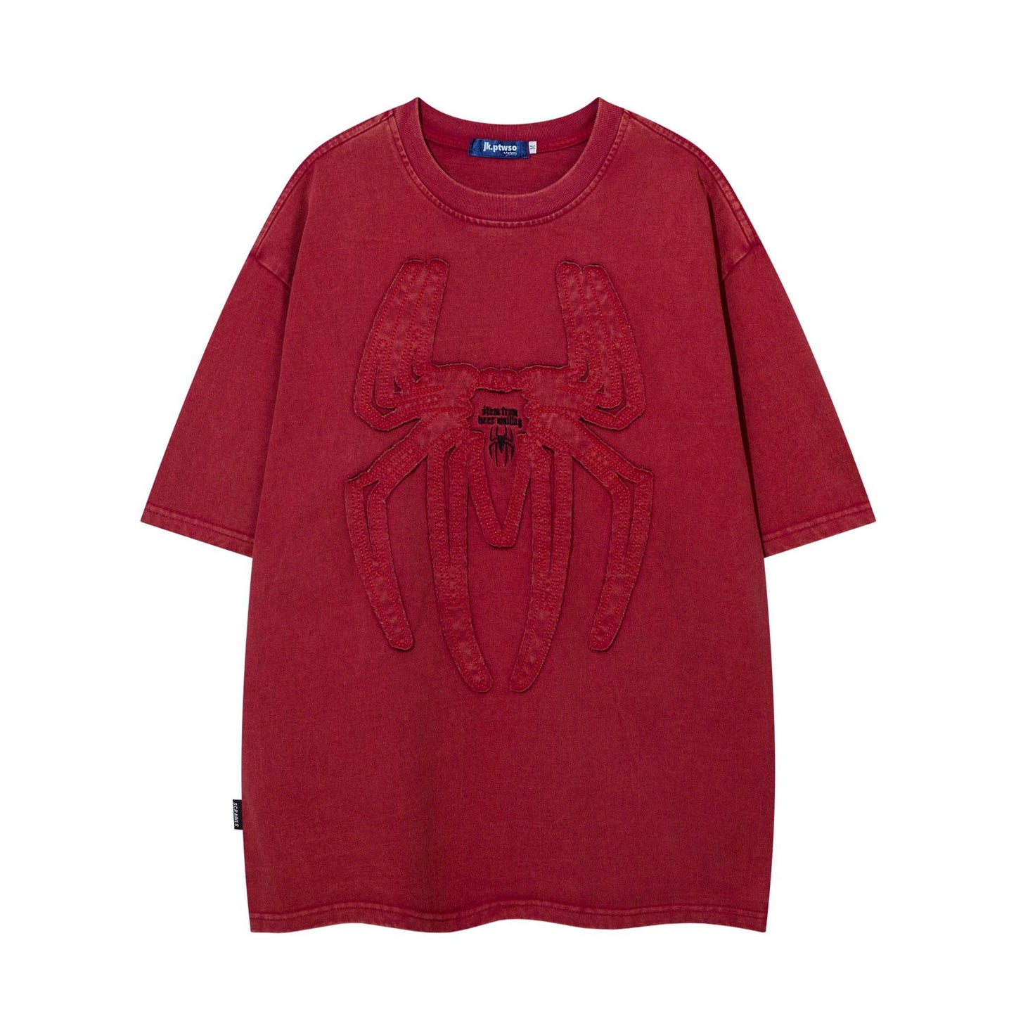 Remeras rock nacional t-shirt washed spider embroidery loose short sleeves