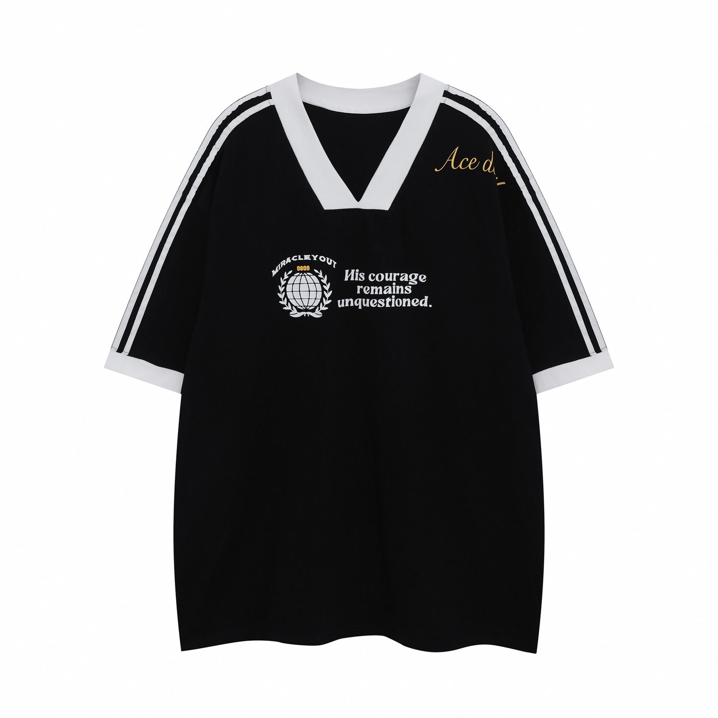 Camisetas streetwear Summer Vintage Baseball Collar Letter Casual Loose Short Sleeve T-Shirt
