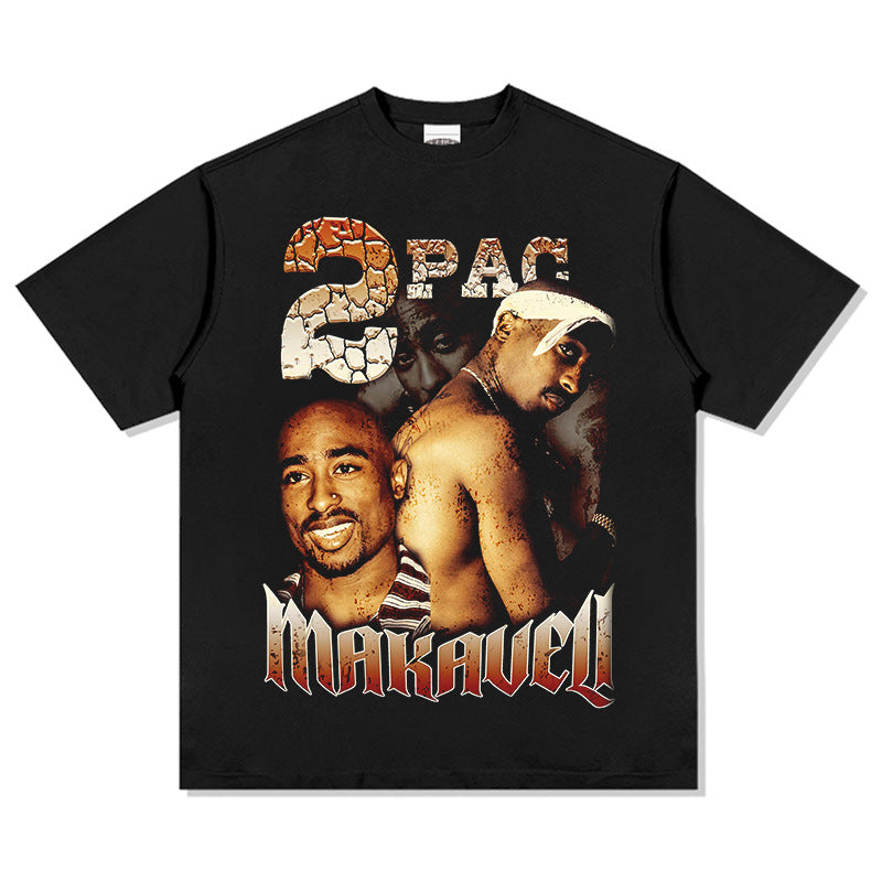 Cool t rapper Tupac print hip hop Vintage short sleeve t-shirt vintage