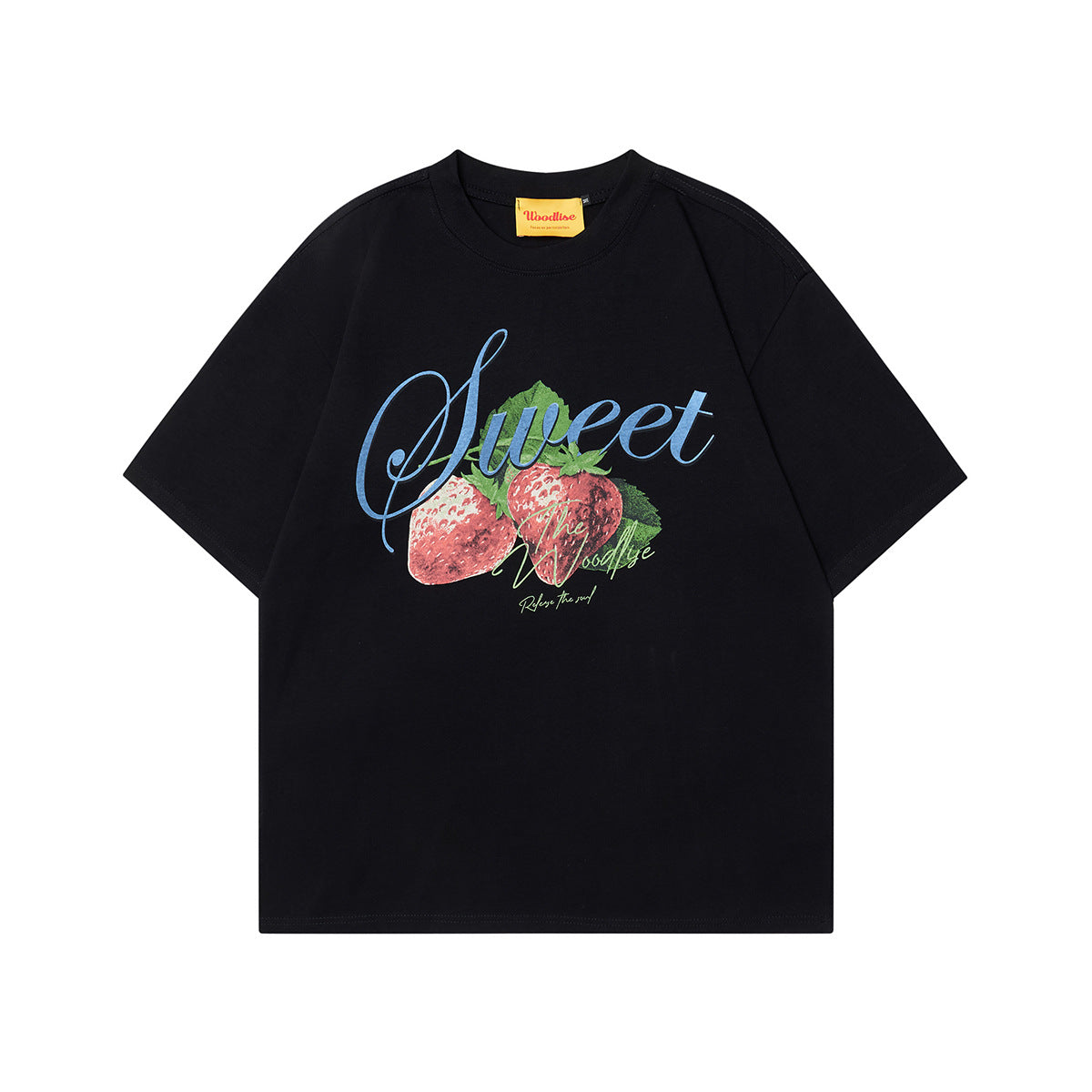 90s West Coast Hip Hop Fashion T-Shirts Strawberry Print Cotton Short Sleeve T-Shirts