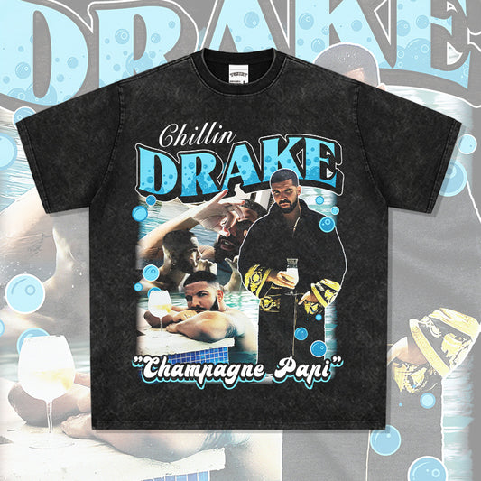 Cool t rapper vintage hip hop drake Drake print short sleeve t-shirt