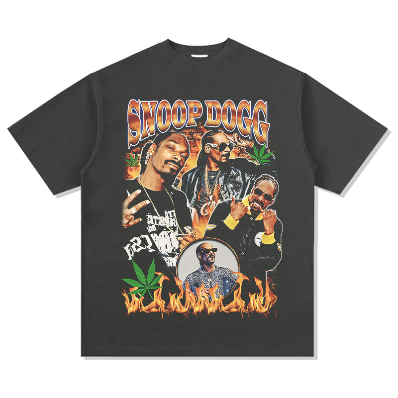 Streetwear masculino hip hop Snoop Dogg print short sleeve t-shirt