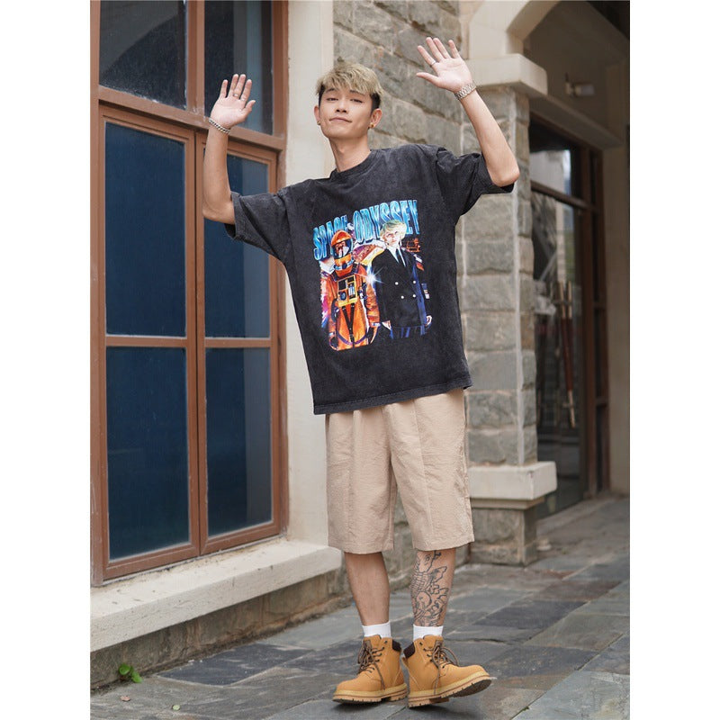 Film Star T Shirt Movie 2001 Space Roaming Printing Personalized Cotton Short Sleeve Loose round Neck Retro T-shirt