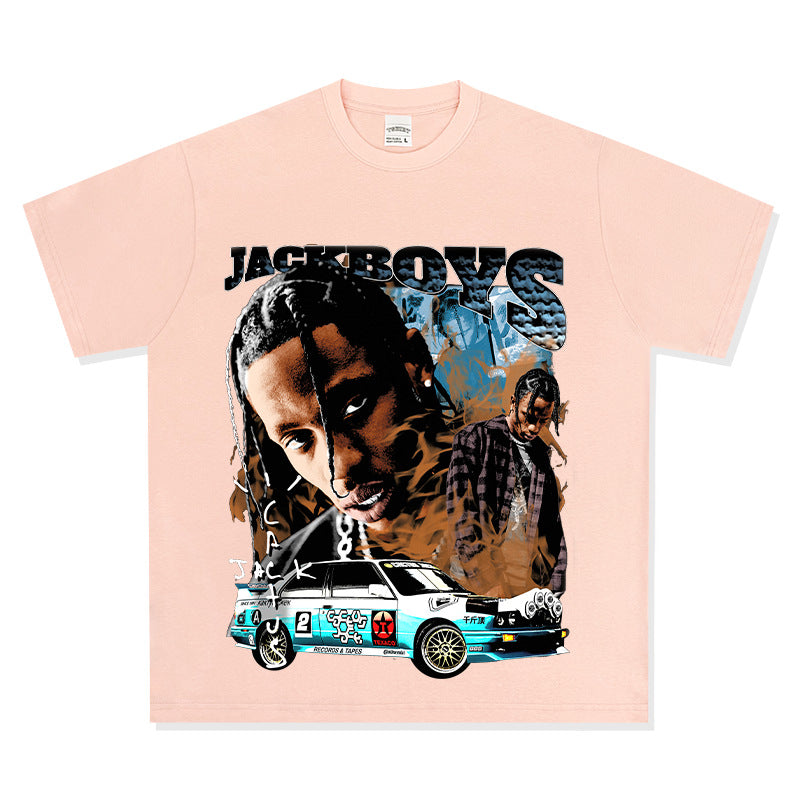 Cool t rapper vintage hip hop travis scott print short sleeve t-shirt