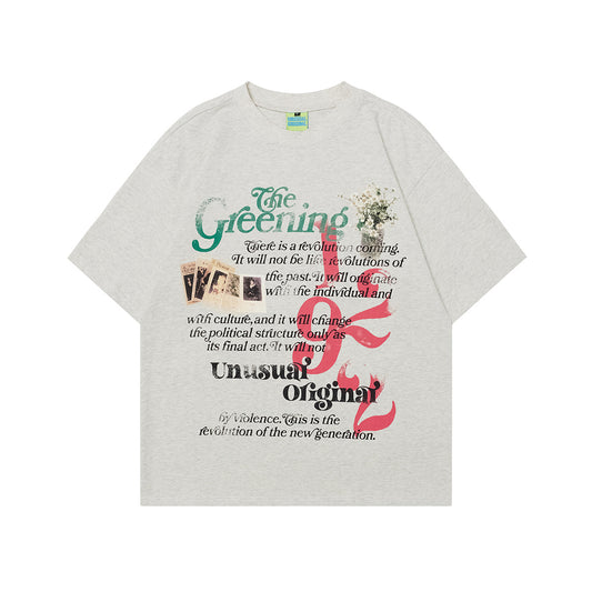 90s West Coast Hip Hop Fashion T Shirts Vintage Graffiti Letter Print Half-Sleeve Top
