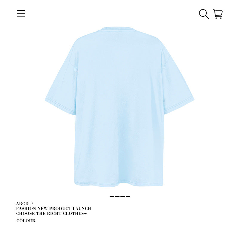 American vintage street T-shirt pure cotton men's and women's summer loose