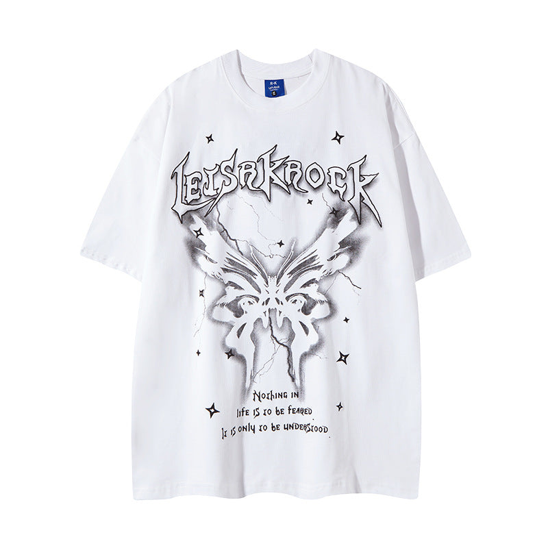 Nyc 1990 Shirt Butterfly Print T-Shirt Short Sleeve Loose Top