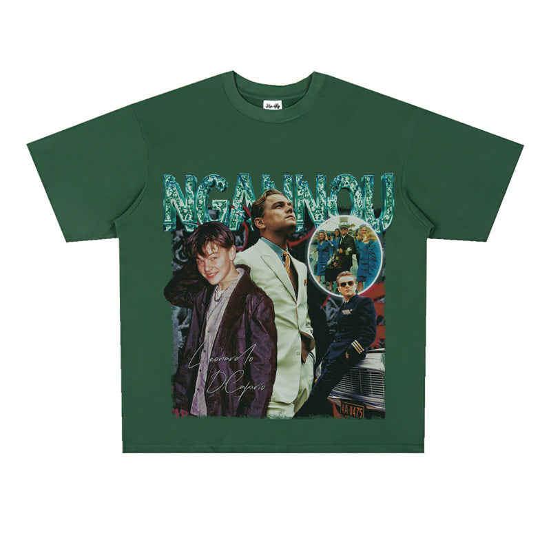 Film Star T Shirt Short Sleeve Loose Retro American Design T-shirt Men