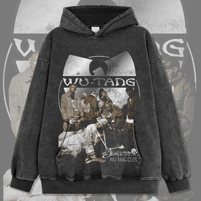 Marcas streetwear usa hip hop wu-tang print vintage hooded sweater