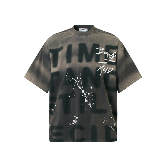Vintage tarz t shirt gradual change print short sleeve t-shirt summer casual top