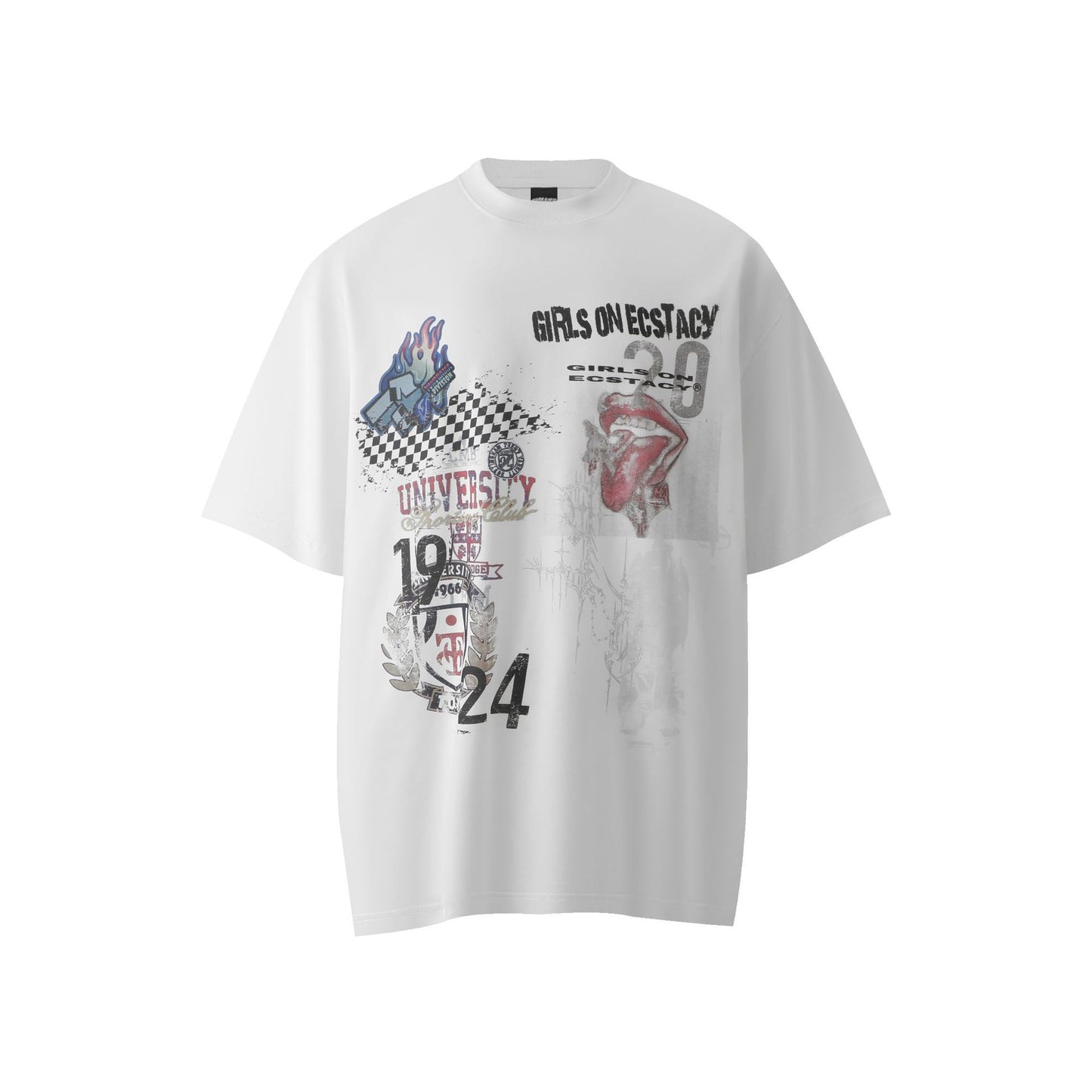 Hip hop shirt vintage t-shirt short sleeve loose character print