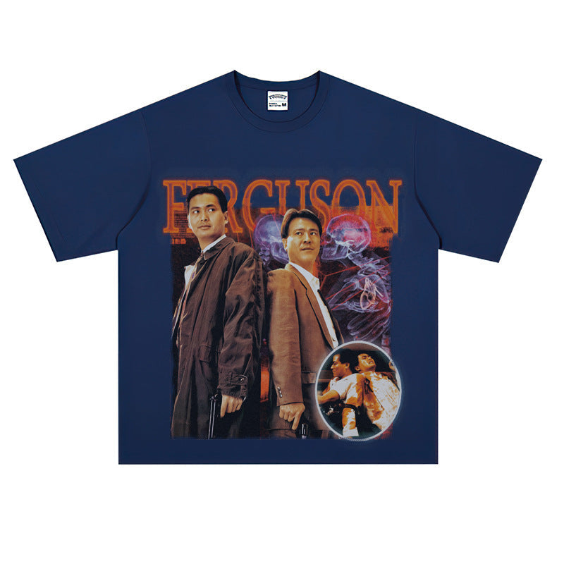 Film Star T Shirt Movie the Killer Derivative Short Sleeves Retro American Street T-shirt Men and Women