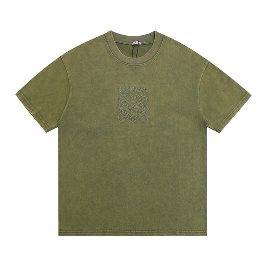 Hip Hop Shirts For Boys Letter Embroidery Wash Casual T-Shirt Short Sleeve
