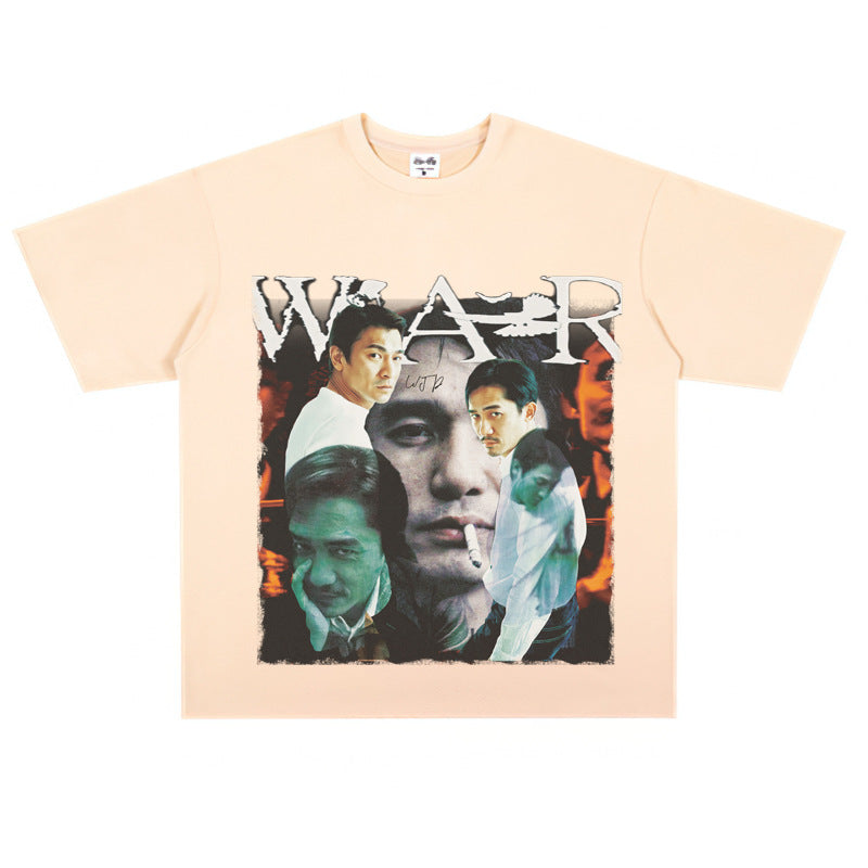 Film Star T Shirt Movie Andy Lau Short Sleeve Loose Retro American Street T-shirt