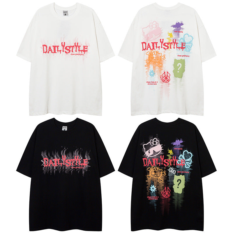 Camisetas streetwear Summer Vintage Loose Short Sleeve T-Shirt