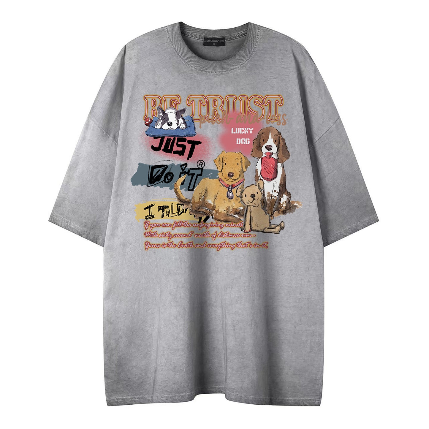 US drip outfits Summer Vintage Puppy Casual Loose Short Sleeve T-Shirts