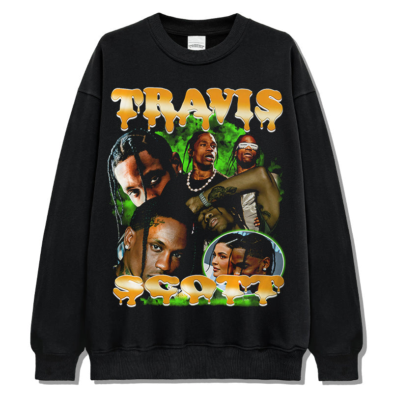 Marcas streetwear usa vintage hip hop travis scott made old crew neck sweater