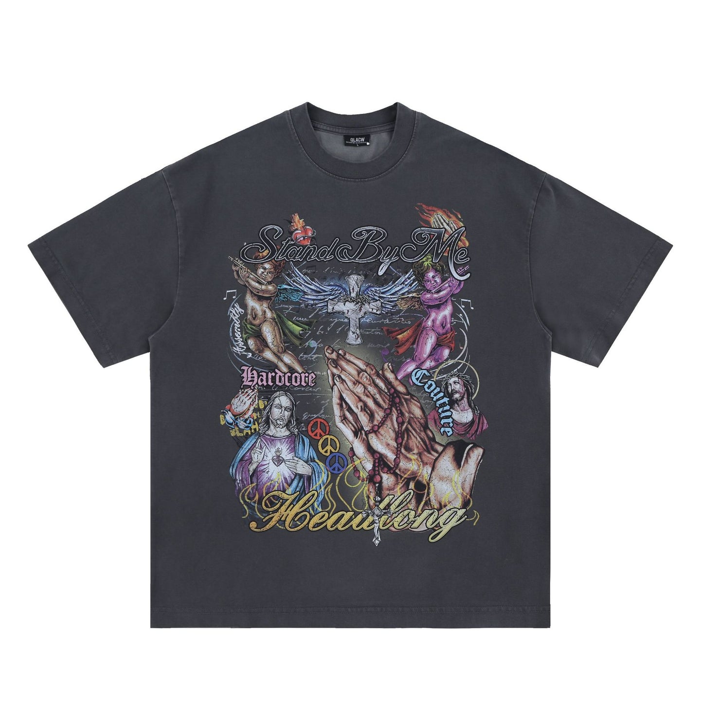 Vintage 90s Hip Hop Clothing Summer Wash Short Sleeve T-Shirt