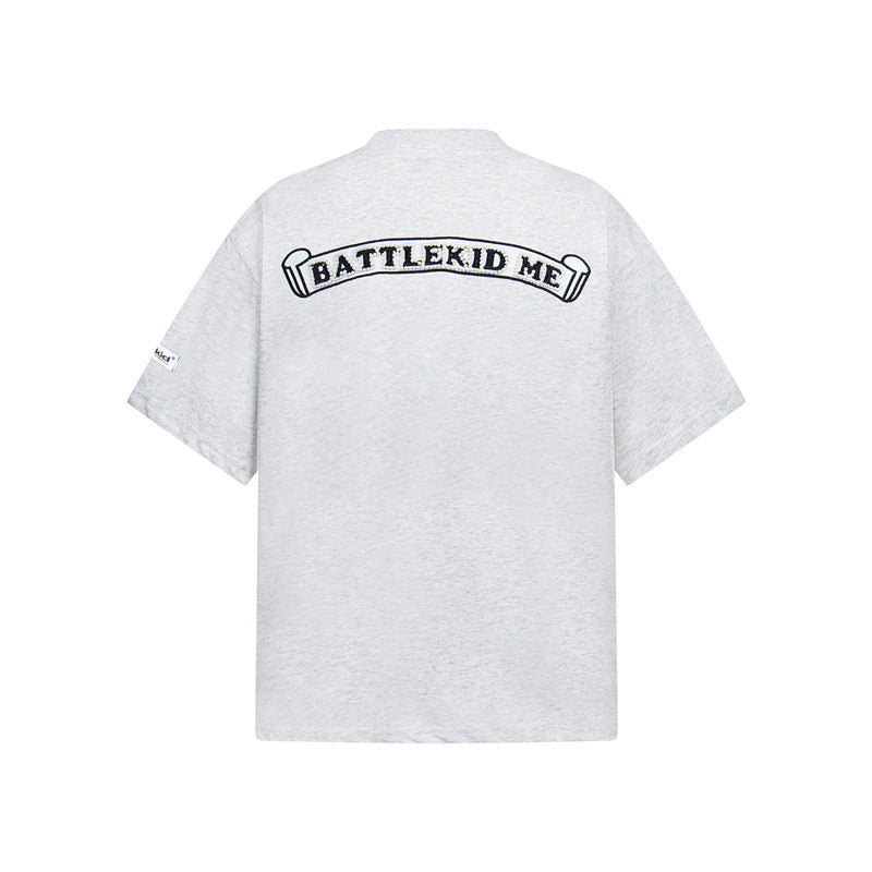 Hip Hop Shirts For Boys Embroidered Short Sleeve T-Shirt Summer Vintage Loose Top