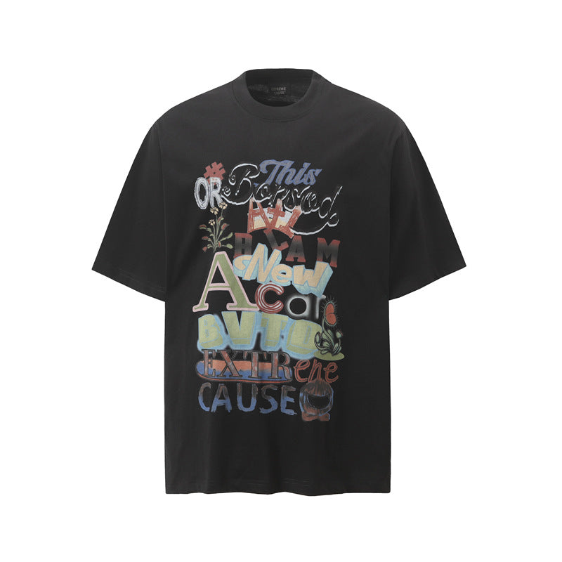 Camisas Retros Summer Short Sleeve Casual Cotton T-Shirt