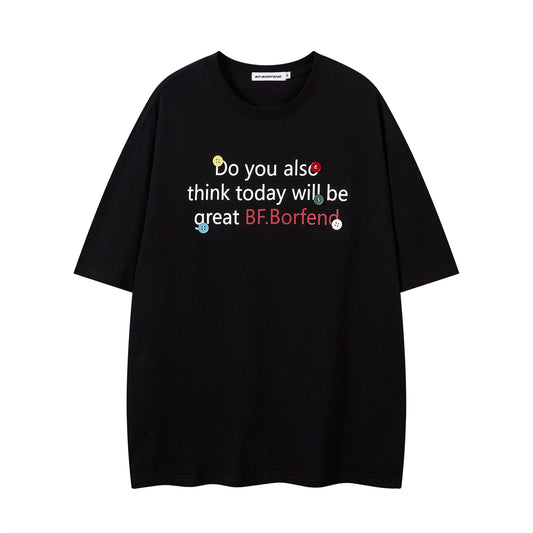 Distorted vintage alphabet print short-sleeved t-shirt summer loose top