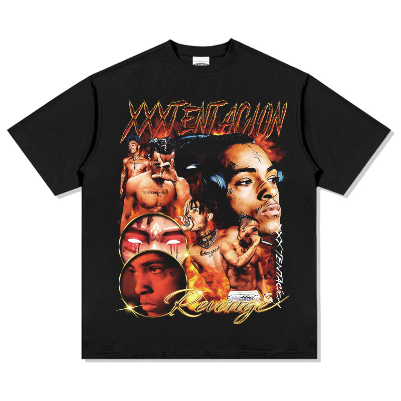 Cool t rapper vintage hip hop XXX tentacion print hiphop short sleeve t-shirt