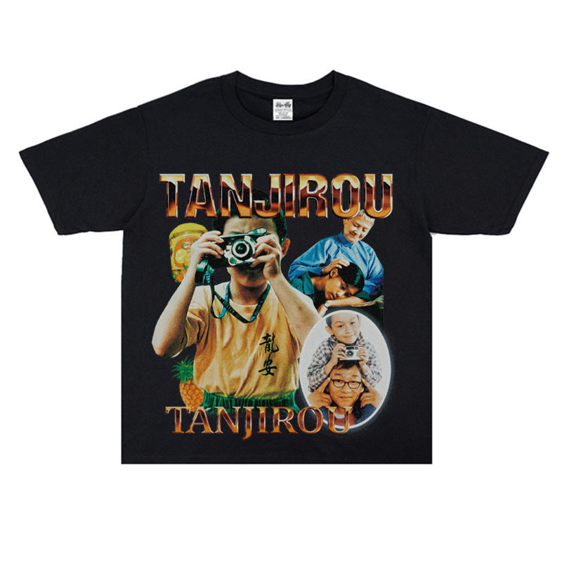 Film Star T Shirt American Retro Street Cotton T-shirt Men and Women