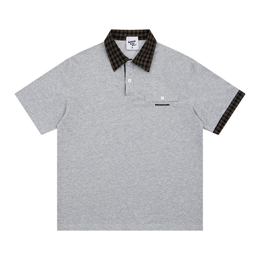 Hip Hop Shirts For Boys Vintage Alphabet Embroidered Short Sleeve POLO Shirt Loose Top