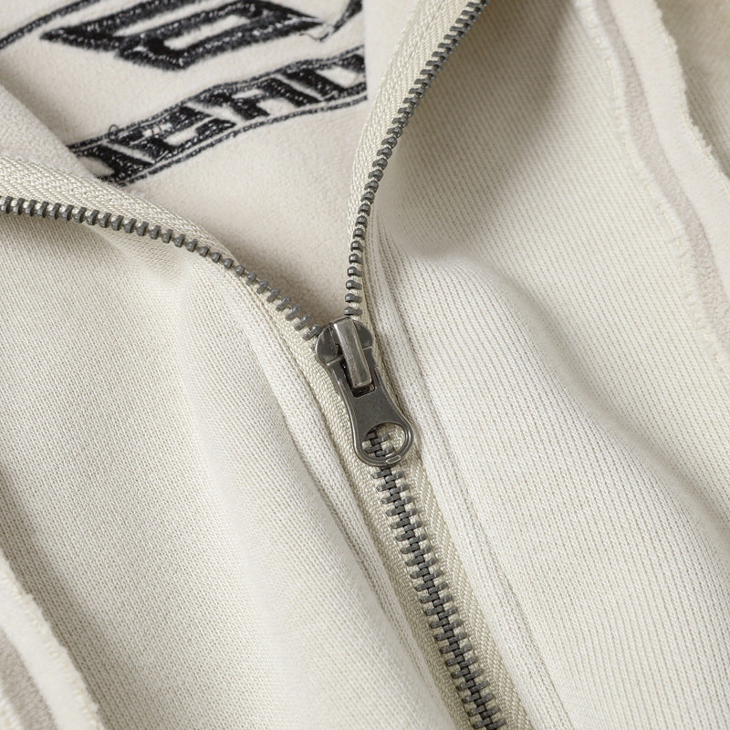 Streetwear Hoodie Make Old Hooded Sweater Hip Hop Loose Cardigan Jacket