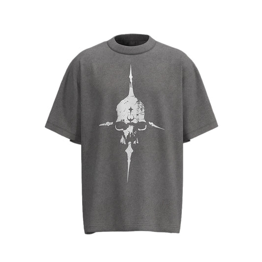 60s Style T Shirts Summer Vintage Washed Skull Print Short Sleeve T-Shirt