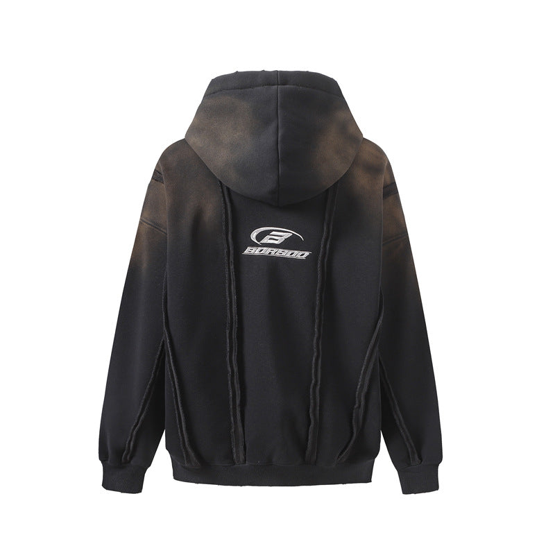 Streetwear Hoodie Make Old Hooded Sweater Hip Hop Loose Cardigan Jacket